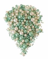 Драже зерновое взорванные  зёрна риса в цветной глазури Жемчуг изумруд,серебро 194